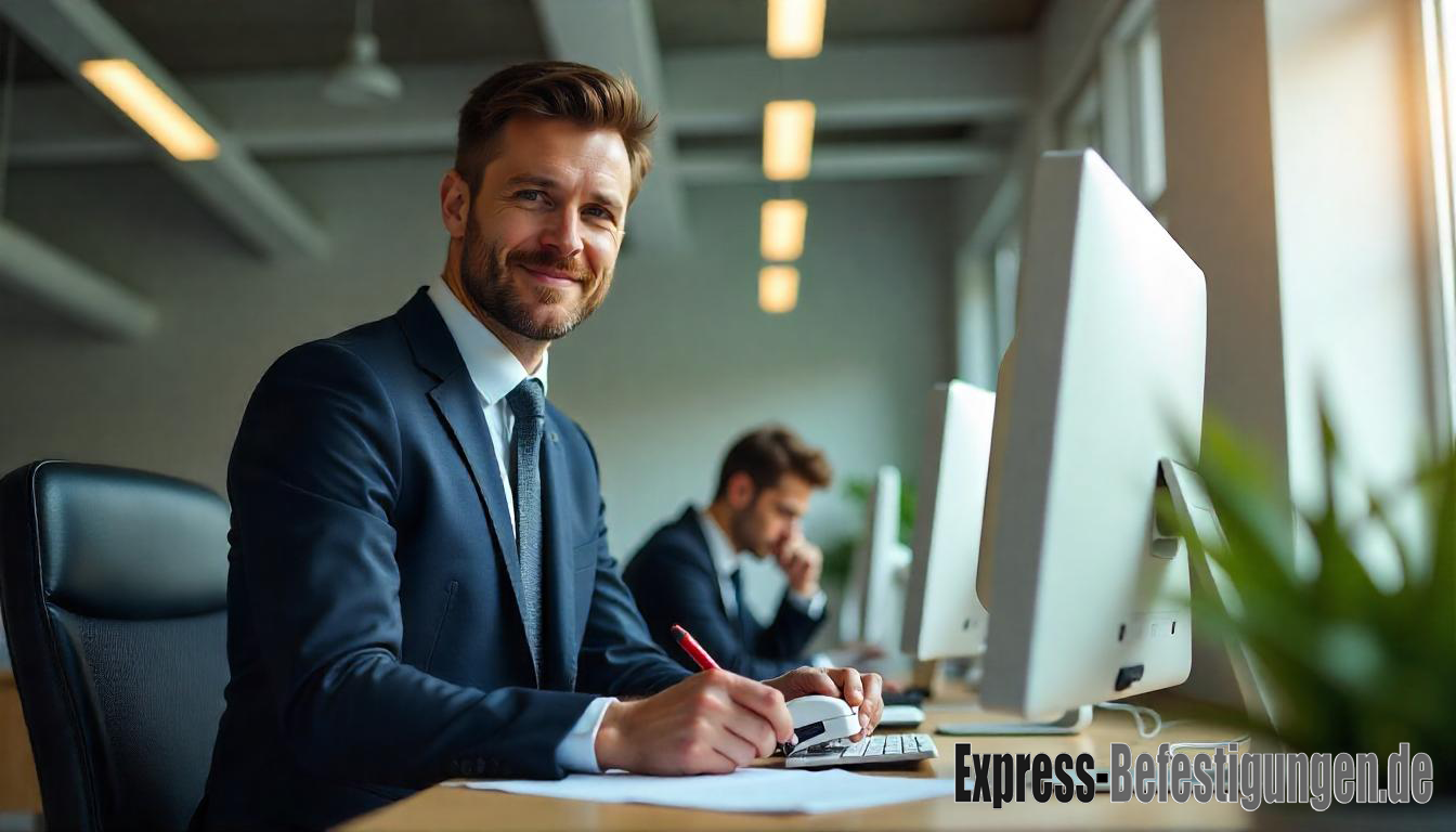 Tischhefter Mann im Büro
